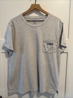 PINK Victoria's Secret Light Heather Gray Pocket Tee